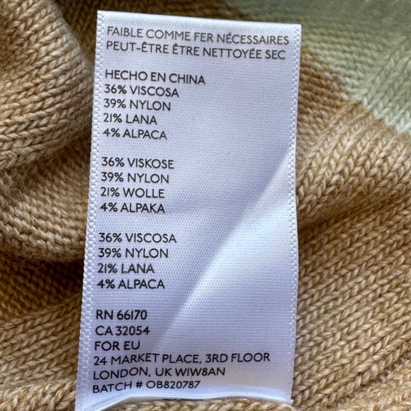 Anthropologie Arseneau Ribbed Sweater Dress Camel Teal Trim Size M - Picture 6 of 11